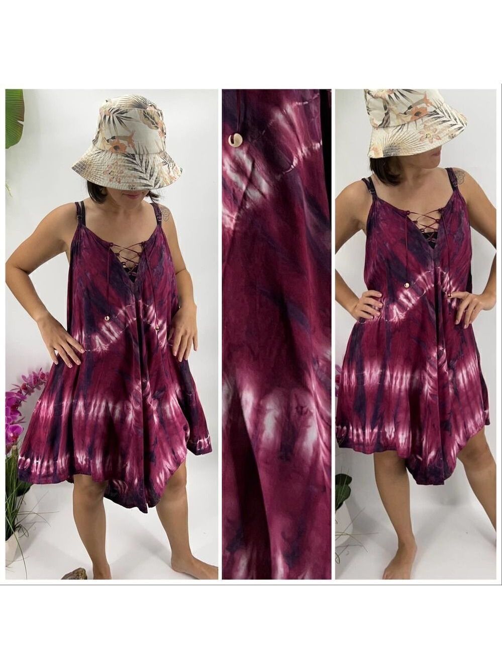 Beach Boho Romper Gypsy Overall Wide Leg The Kau wela Mini Romper Black & White